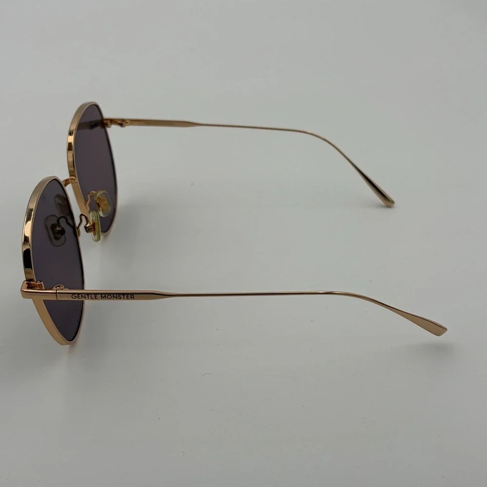 Gentle Monster Double Bread Sunglasses Gold Round Tinted + Case